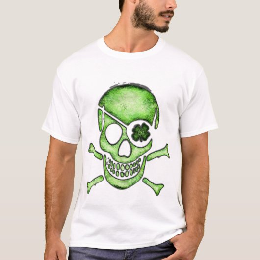 St. Patrick's Day Pirate Skull T-Shirt (Voorkant)