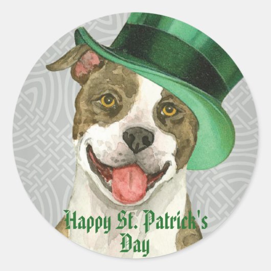 St. Patrick's Day Pit Bull Ronde Sticker (Voorkant)