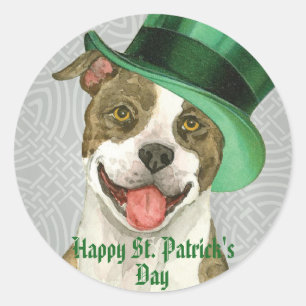 St. Patrick's Day Pit Bull Ronde Sticker