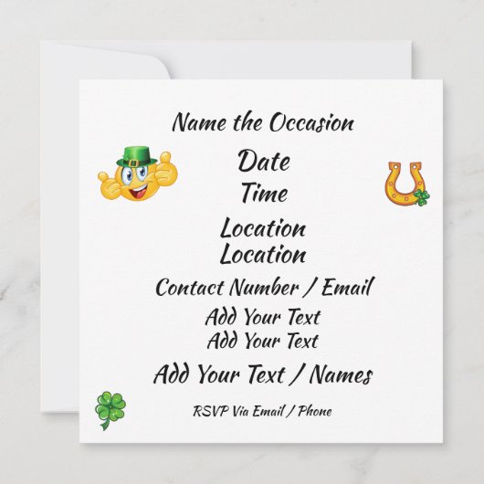 St. Patrick's Day Pizza Party Uitnodiging (Achterkant)