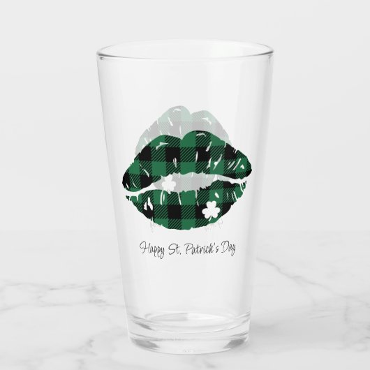 St. Patrick's Day Plaid Lips Glas (Achterkant)