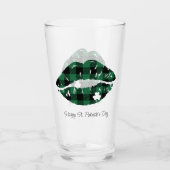 St. Patrick's Day Plaid Lips Glas (Voorkant)