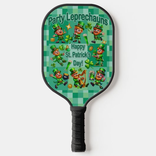 St. Patrick's Day Plezier Schattige "Feestkabouter Pickleball Paddle (Voorkant)