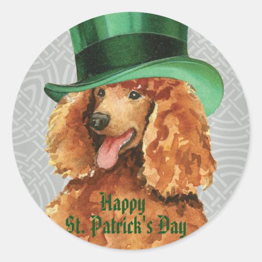 St. Patrick's Day Poodle Ronde Sticker (Voorkant)