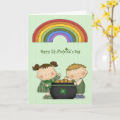 St. Patrick's Day, Poort goud, Regenboog, Kinderen Kaart (Gele Bloem)