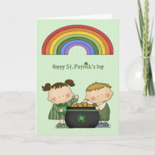 St. Patrick's Day, Poort goud, Regenboog, Kinderen Kaart