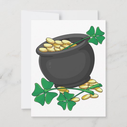 St. Patricks Day Pot met Goud en Geluks Schijnklav Kaart (Voorkant)