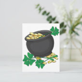 St. Patricks Day Pot met Goud en Geluks Schijnklav Kaart (Staand voorkant)