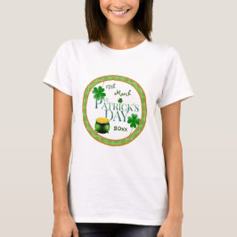 St. Patrick's Day Pot met Goud Klaverblad T-shirt