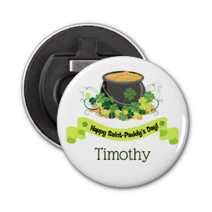 St. Patrick's Day Pot of Gold Button Flesopener