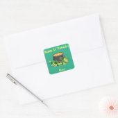 St. Patrick's Day Pot of Gold Green Vierkante Sticker (Envelop)
