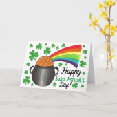 St. Patrick's Day Pot of Gold Rainbow Shamrock Kaart (Gele Bloem)