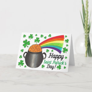 St. Patrick's Day Pot of Gold Rainbow Shamrock Kaart