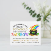 St. Patrick's Day Pot of Gold Vastgoed Referral Aankondigingskaart (Staand voorkant)
