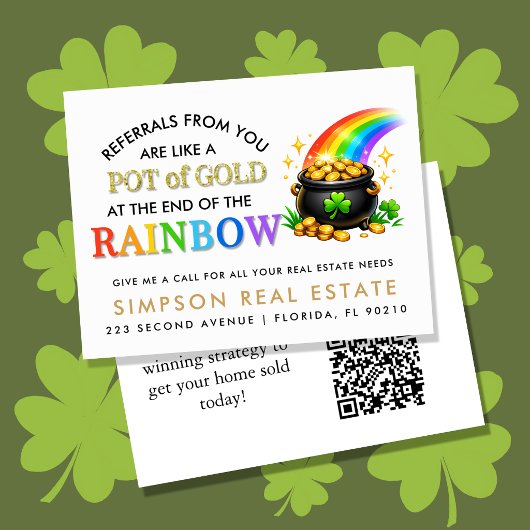 St. Patrick's Day Pot of Gold Vastgoed Referral Aankondigingskaart