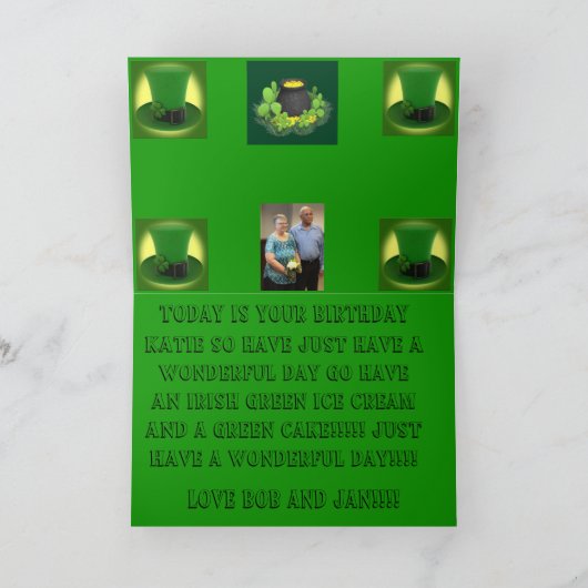 St Patrick's Day Pot of Gold Verjaardag Kaart (Binnen)