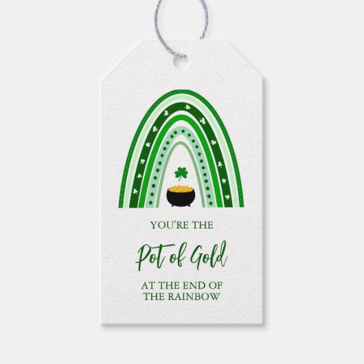St. Patrick's Day Pot van Gold Boho Rainbow Logo Cadeaulabel (Voorkant)