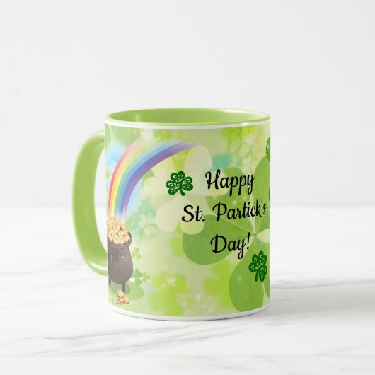 St. Patrick's Day Pot van Gold Leprechaun Koffie Mok (Voorkant links)