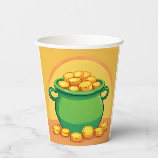 St. Patrick's Day Pot van Gold Paper cup Papieren Bekers (Achterkant)