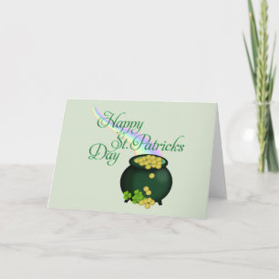 St. Patrick's Day pot van goud en regenboog Kaart