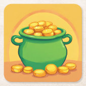 St. Patrick's Day Pot van Goud Papier Onderzetter (Voorkant)