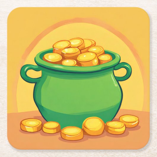 St. Patrick's Day Pot van Goud Papier Onderzetter (Voorkant)