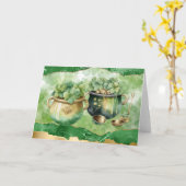 St. Patrick's Day Potten Goud Ierse Klavers Kaart (Gele Bloem)