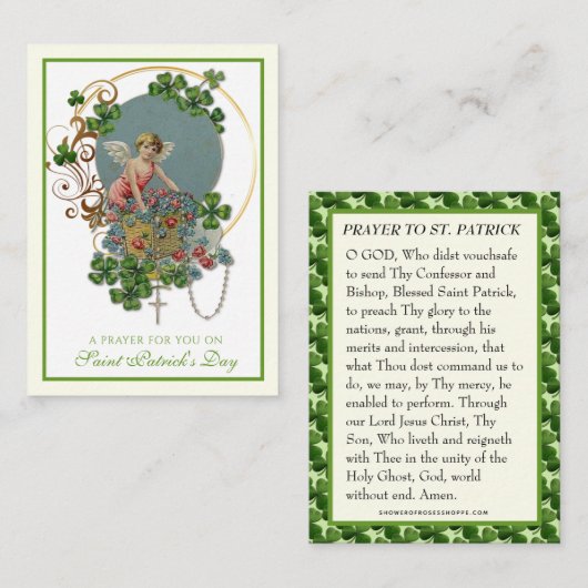  St. Patrick's Day Prayer Angel Rosary Notitiekaartje (Voorkant / Achterkant)