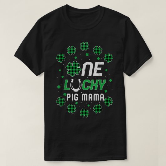 St Patricks Day PreK Kinder One Lucky Pig Mama T-shirt (Design voorkant)