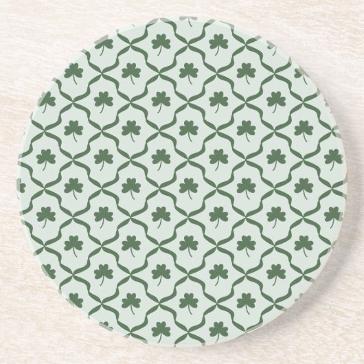 St. Patrick's Day Preppy Shamrock Clover Lattice  Zandsteen Onderzetter (Voorkant)