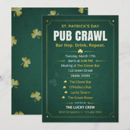 St. Patrick's Day Pub Crawl Itinerary Vintage Groe Kaart
