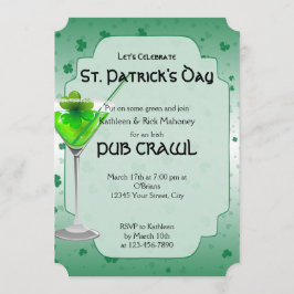 St. Patricks Day Pub Crawl Party Invitation Kaart
