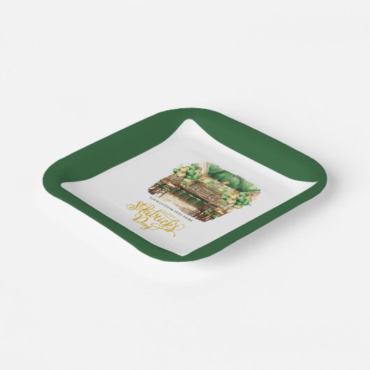 St. Patrick's Day Pub Gepersonaliseerde Waterverf Papieren Bordje (Gebogen)