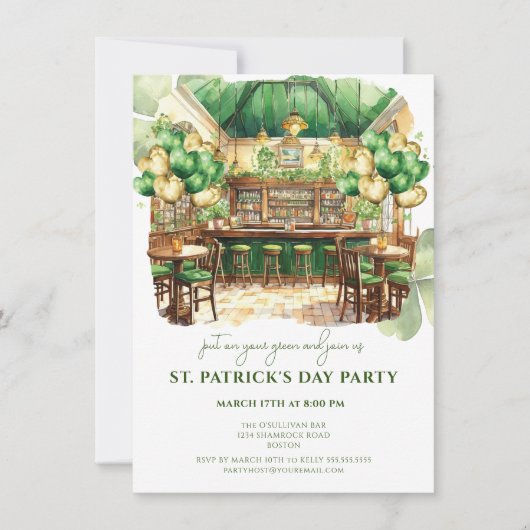 St. Patrick's Day Pub Party Kaart (Voorkant)