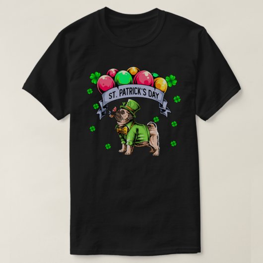 St Patricks Day Pug Dog Leprechaun T-shirt (Design voorkant)