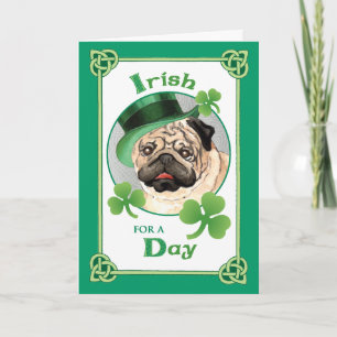 St. Patrick's Day Pug Kaart