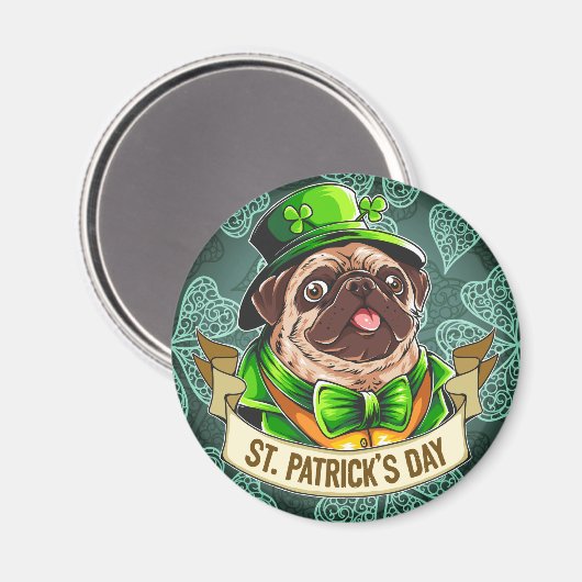 St. Patrick's Day Pug Magneet (Voorkant / Achterkant)