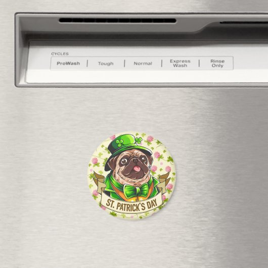 St. Patrick's Day Pug Magneet (Insitu (Vaatwasser))