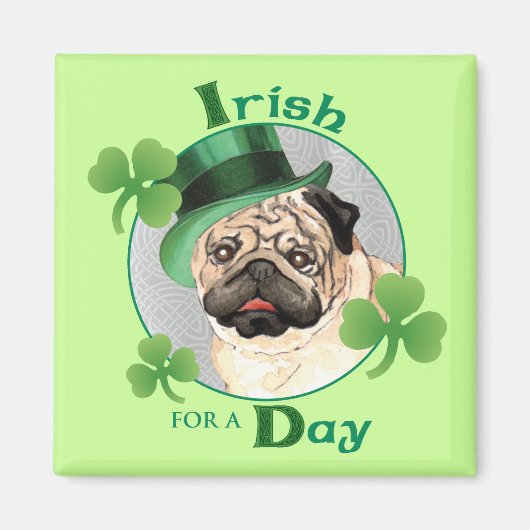 St. Patrick's Day Pug Magneet (Voorkant)