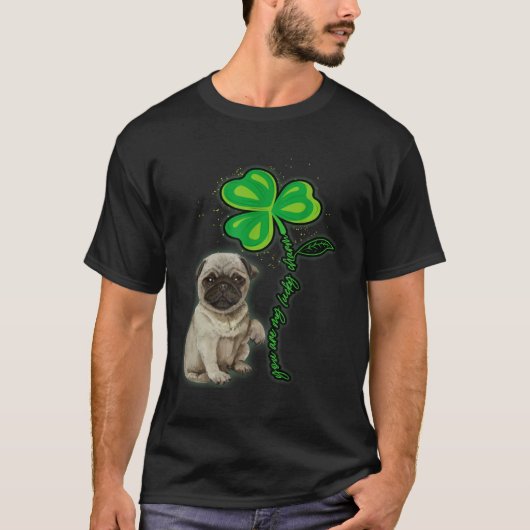 St Patricks Day Pug My Lucky Charm T-shirt (Voorkant)