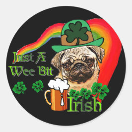 St. Patrick's Day Pug Ronde Sticker