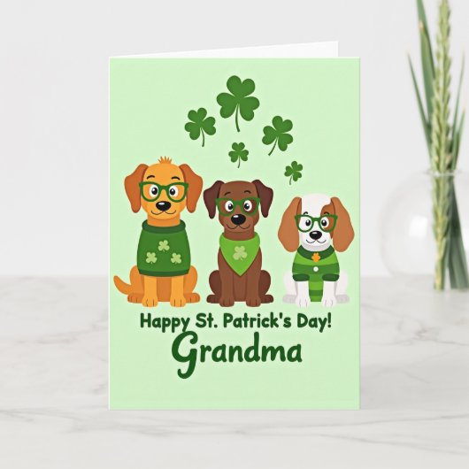 St. Patricks Day Puppy Oma Kaart (Voorkant)