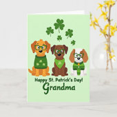 St. Patricks Day Puppy Oma Kaart (Gele Bloem)