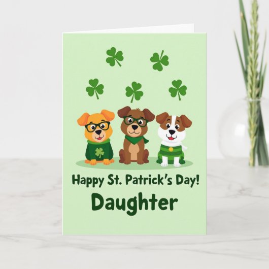 St. Patrick's Day Pups Kaart (Voorkant)