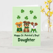 St. Patrick's Day Pups Kaart (Gele Bloem)