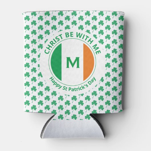 St Patricks Day Quote Monogram Irish Flag Shamrock Blikjeskoeler (Voorkant)