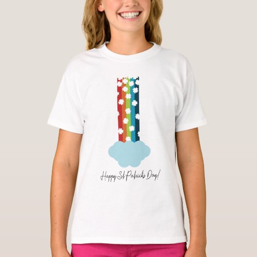 St. Patrick's Day Rainbow 4-Leaf Clover Minimalist T-shirt (Voorkant)