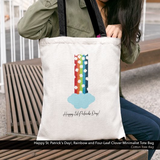 St. Patrick's Day Rainbow 4-Leaf Clover Minimalist Tote Bag