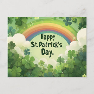 St Patricks Day Rainbow and Clover Leaves briefkaa Briefkaart