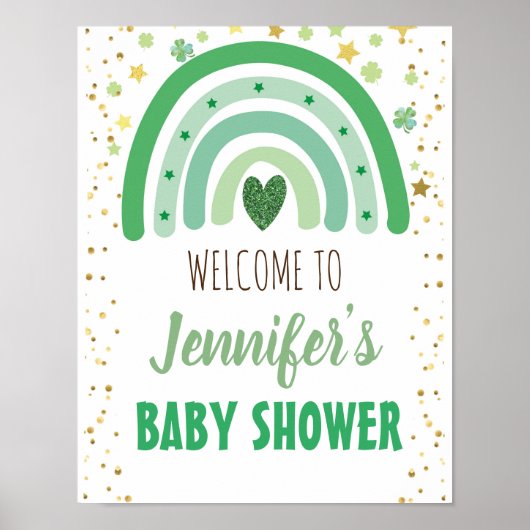 St Patrick's Day Rainbow Baby shower Welkomstteken Poster (Voorkant)